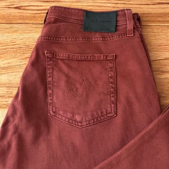 AG Everett Slim Straight Jeans - Wine Burgundy Red - Cotton Stretch - 34x28 - Picture 2 of 13